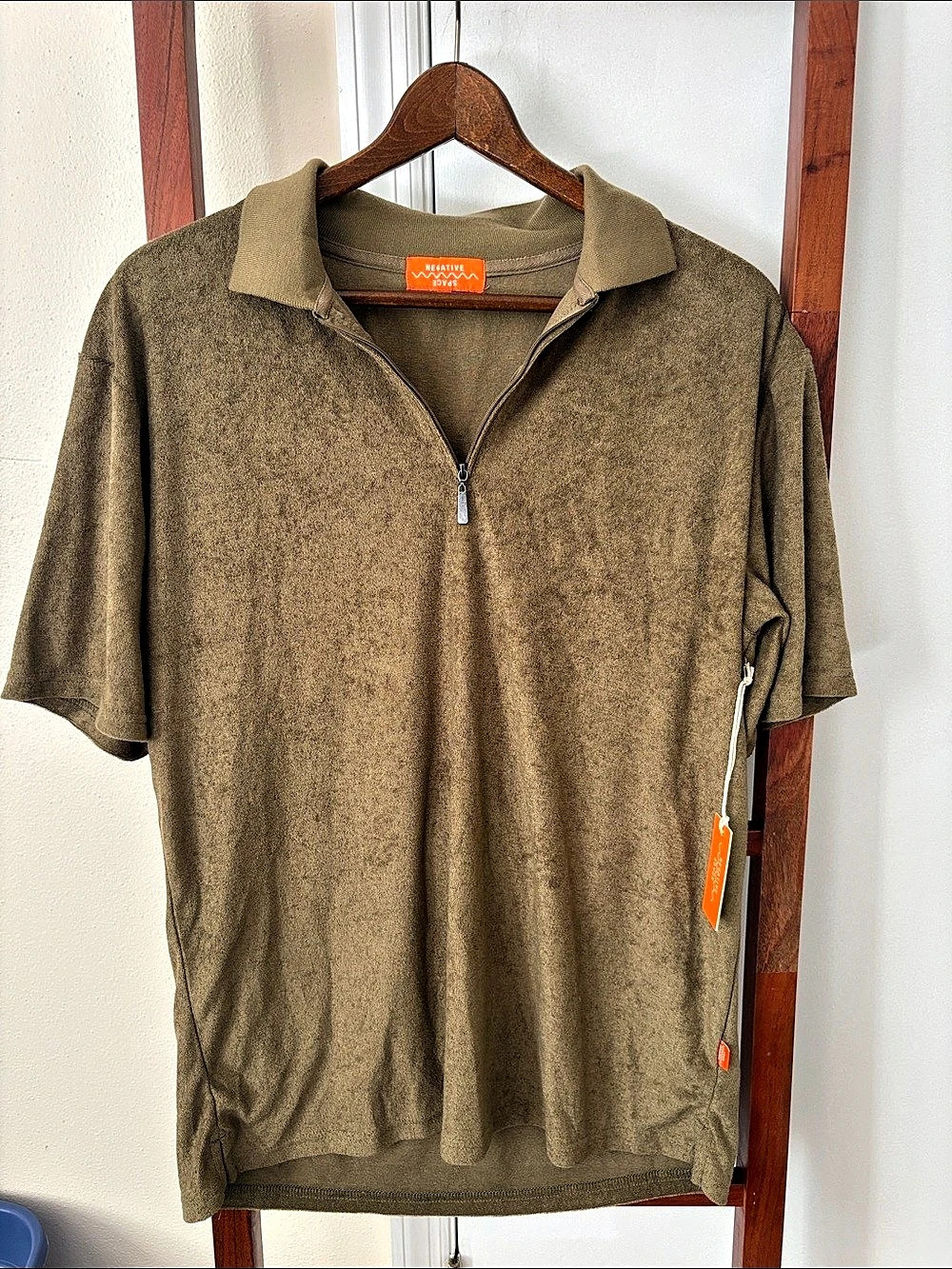 Negative Space Men's Quarter-Zip Polo Brown Size Medium NWT